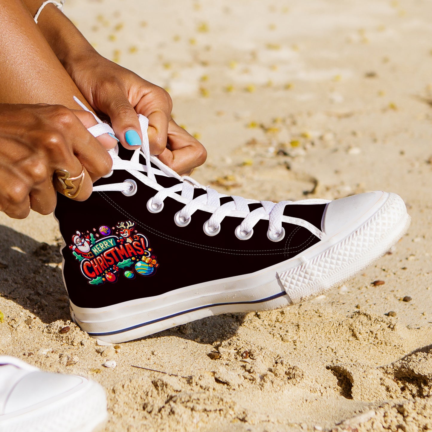 Funny Meltdown Snowman High Top Canvas Shoes | "I'm Fine" Christmas Meme Sneakers