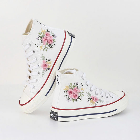 Floral Embroidered Wedding Shoes | Personalized Bridal Converse
