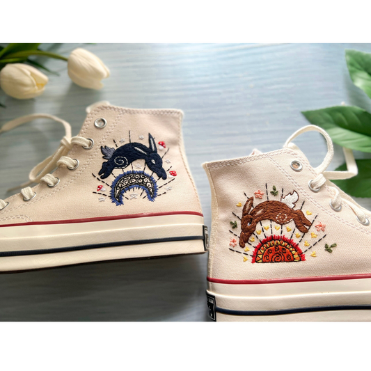 Custom Embroidered Rabbit Converse Chuck 70 | Wedding Converse Shoes
