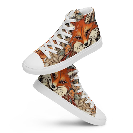 Stained Glass Fox High Top Canvas Shoes for Women | Artistic Animal Sneakers