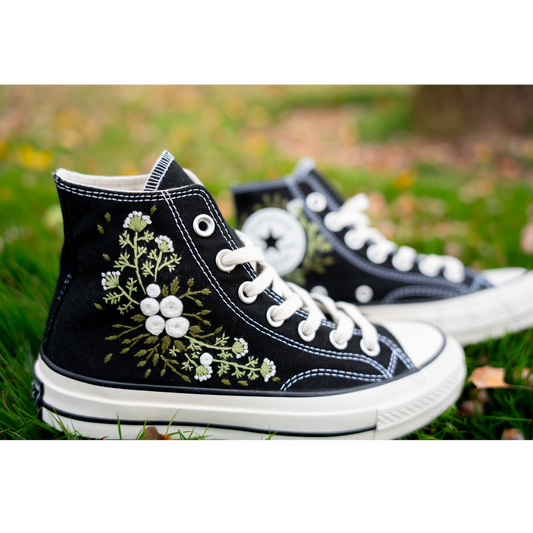 Custom Embroidered Wedding Sneakers | Bridal Floral Converse Shoes