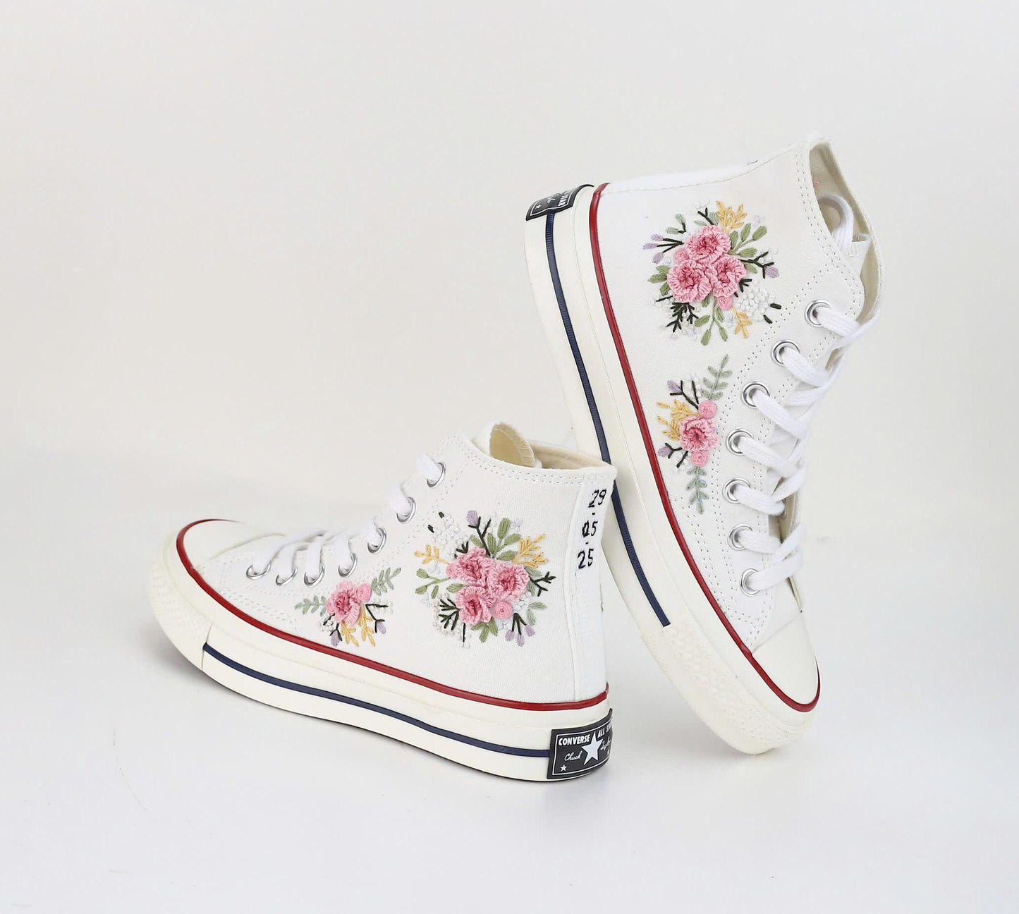 Floral Embroidered Wedding Shoes | Personalized Bridal Converse