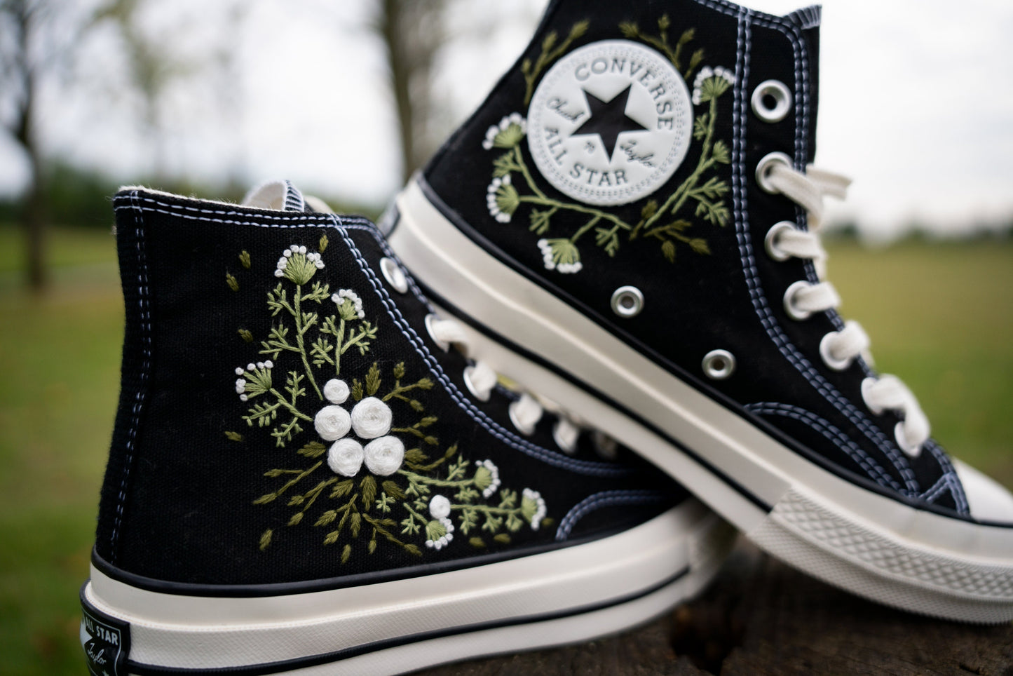 Custom Embroidered Wedding Sneakers | Bridal Floral Converse Shoes