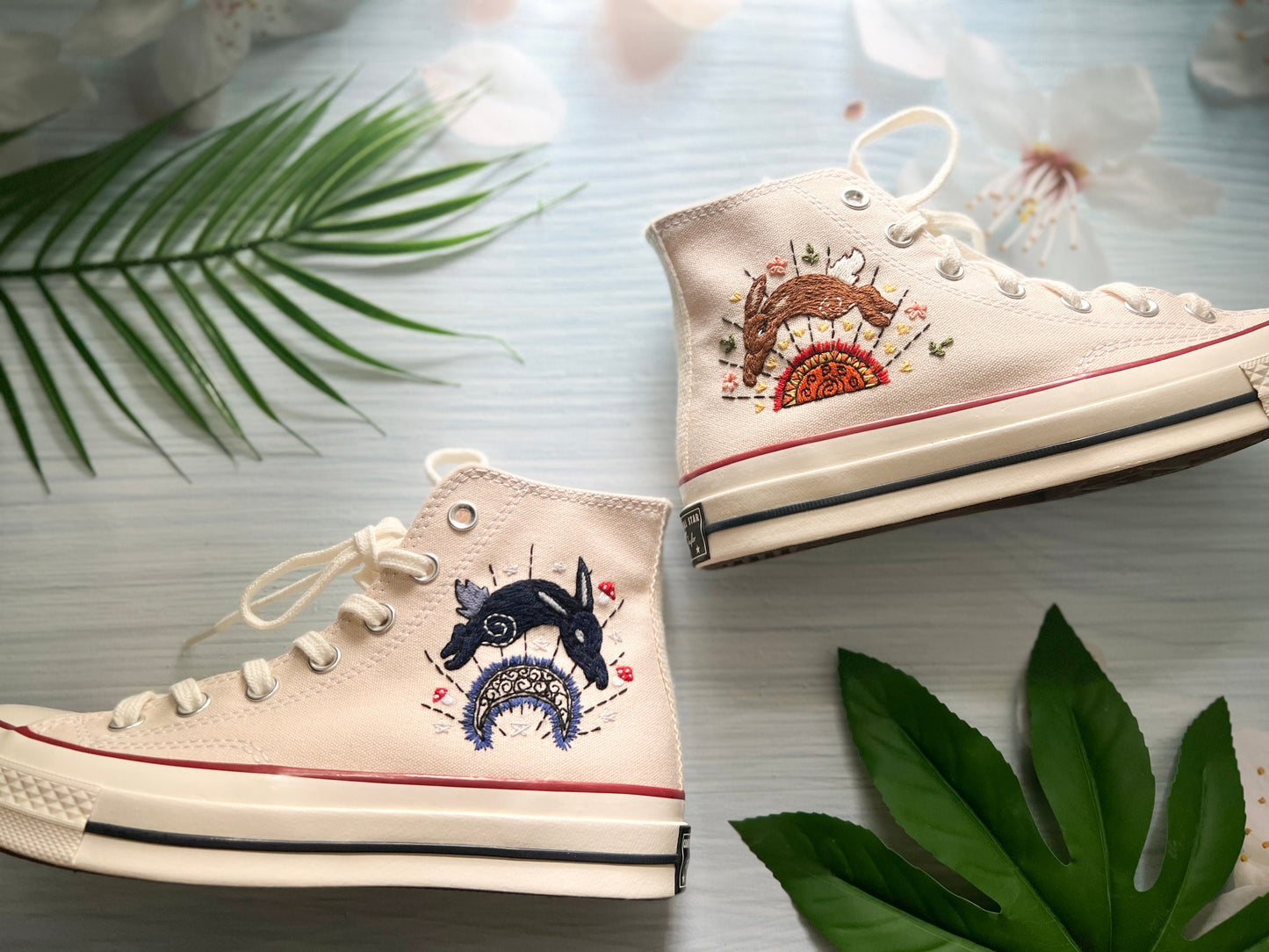 Custom Embroidered Rabbit Converse Chuck 70 | Wedding Converse Shoes