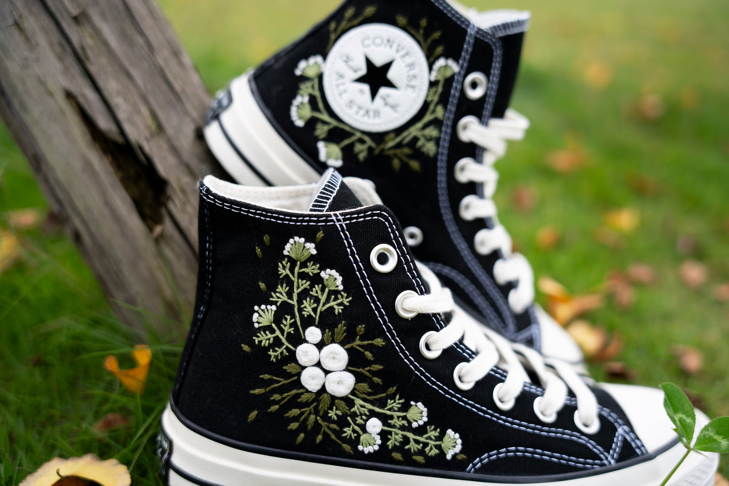 Custom Embroidered Wedding Sneakers | Bridal Floral Converse Shoes