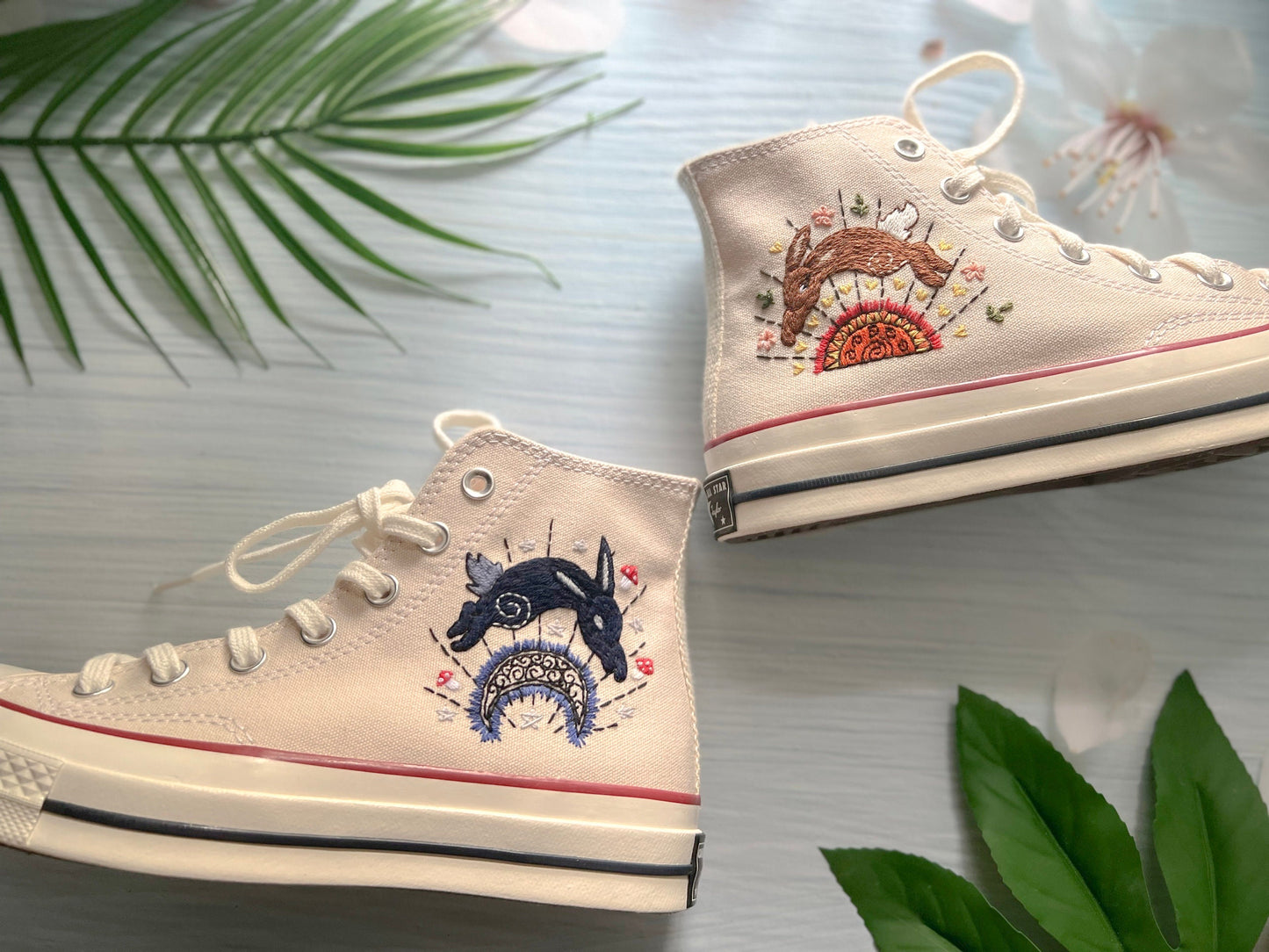 Custom Embroidered Rabbit Converse Chuck 70 | Wedding Converse Shoes