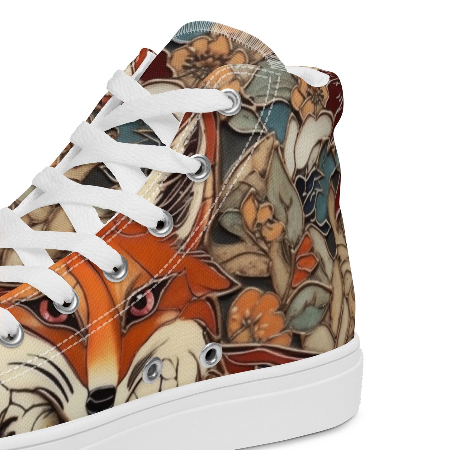 Stained Glass Fox High Top Canvas Shoes for Women | Artistic Animal Sneakers