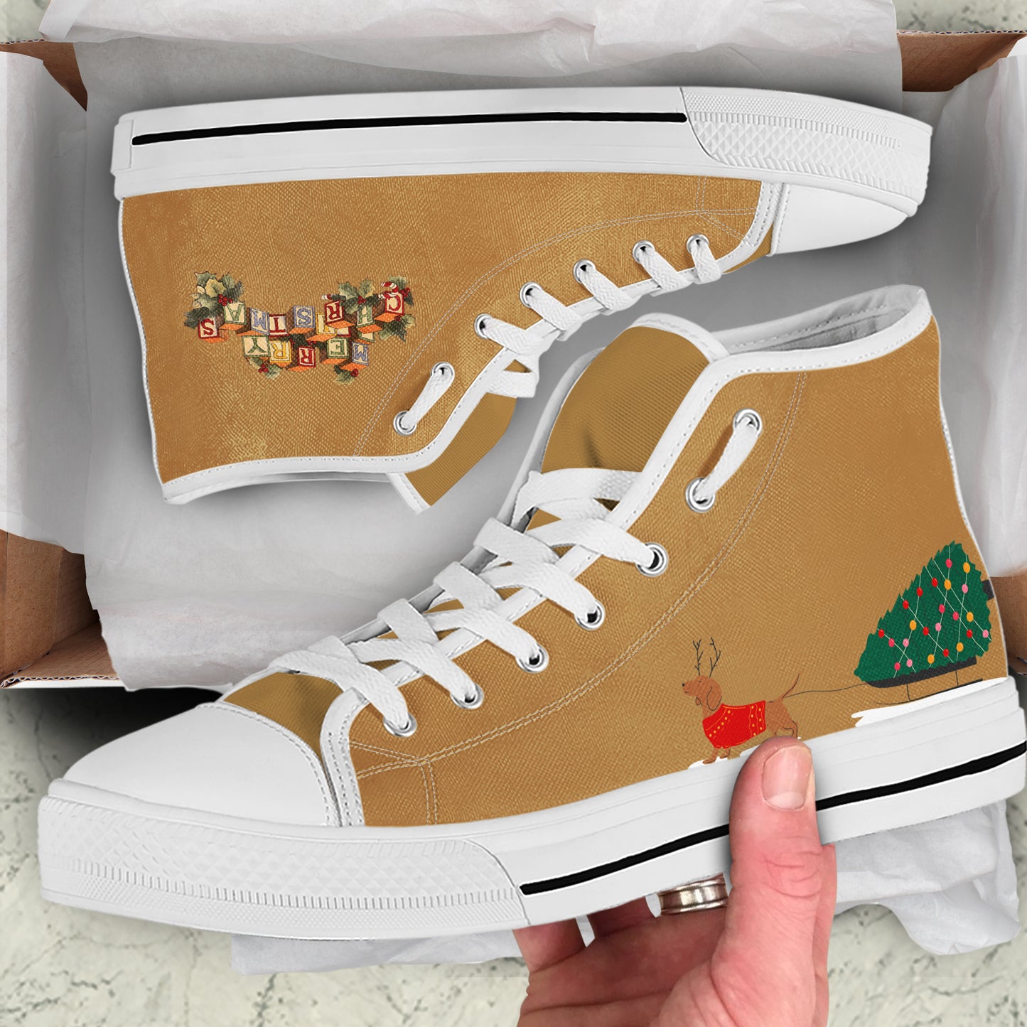 Funny "I'll Be Jolly Later" High Top Canvas Shoes | Grumpy Cat Christmas Sneakers