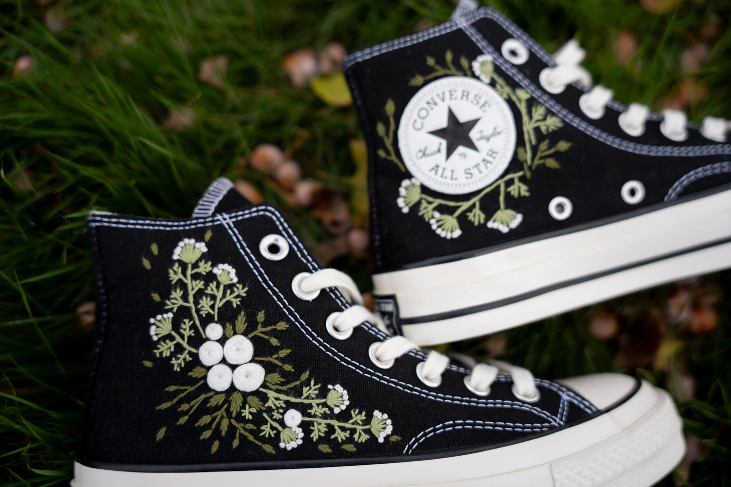 Custom Embroidered Wedding Sneakers | Bridal Floral Converse Shoes