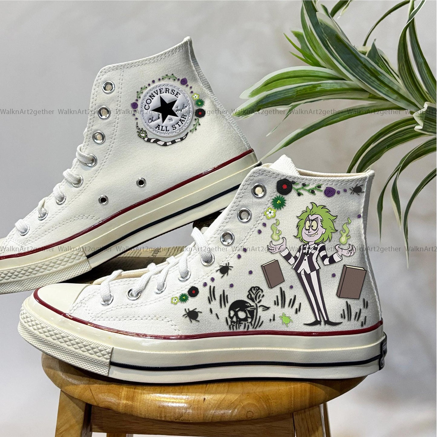 Adam & Barbara Embroidered Converse | Spooky Horror Halloween Chuck Taylor High Tops