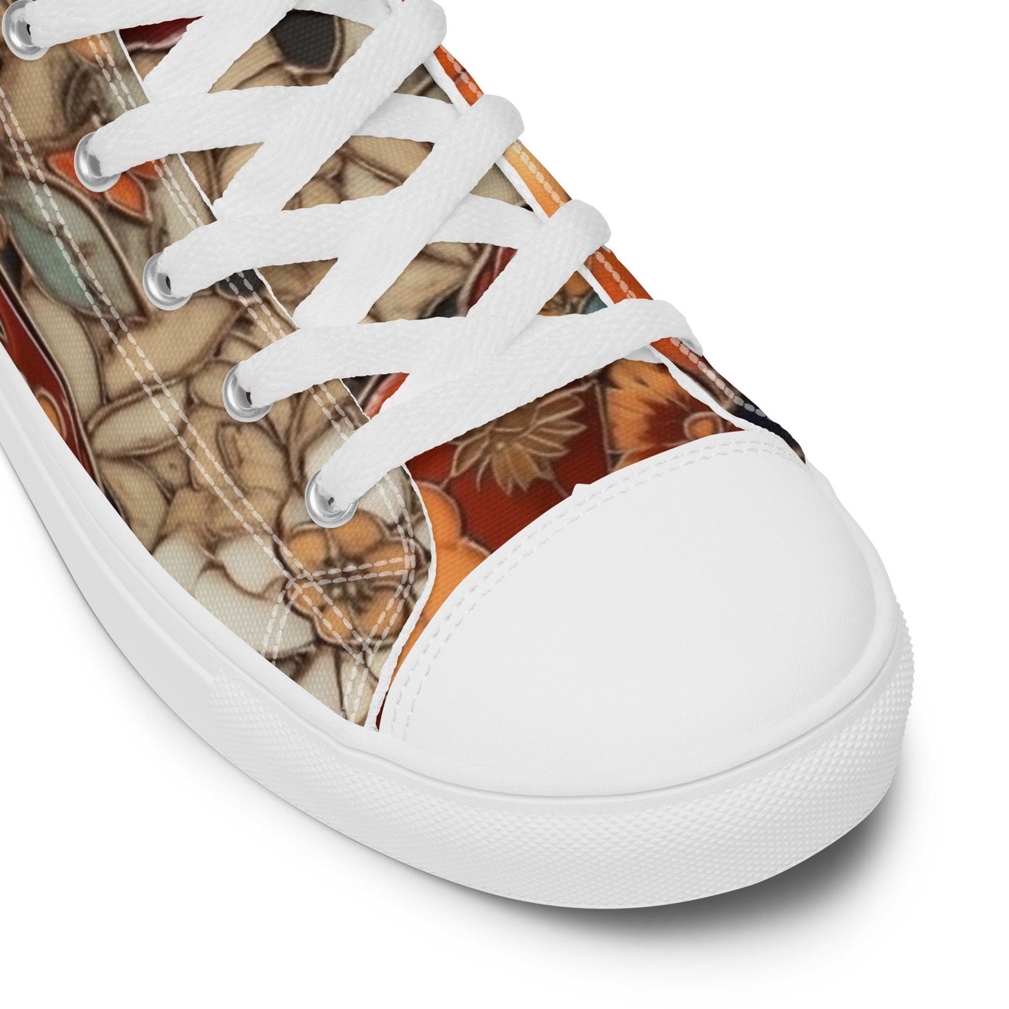 Stained Glass Fox High Top Canvas Shoes for Women | Artistic Animal Sneakers