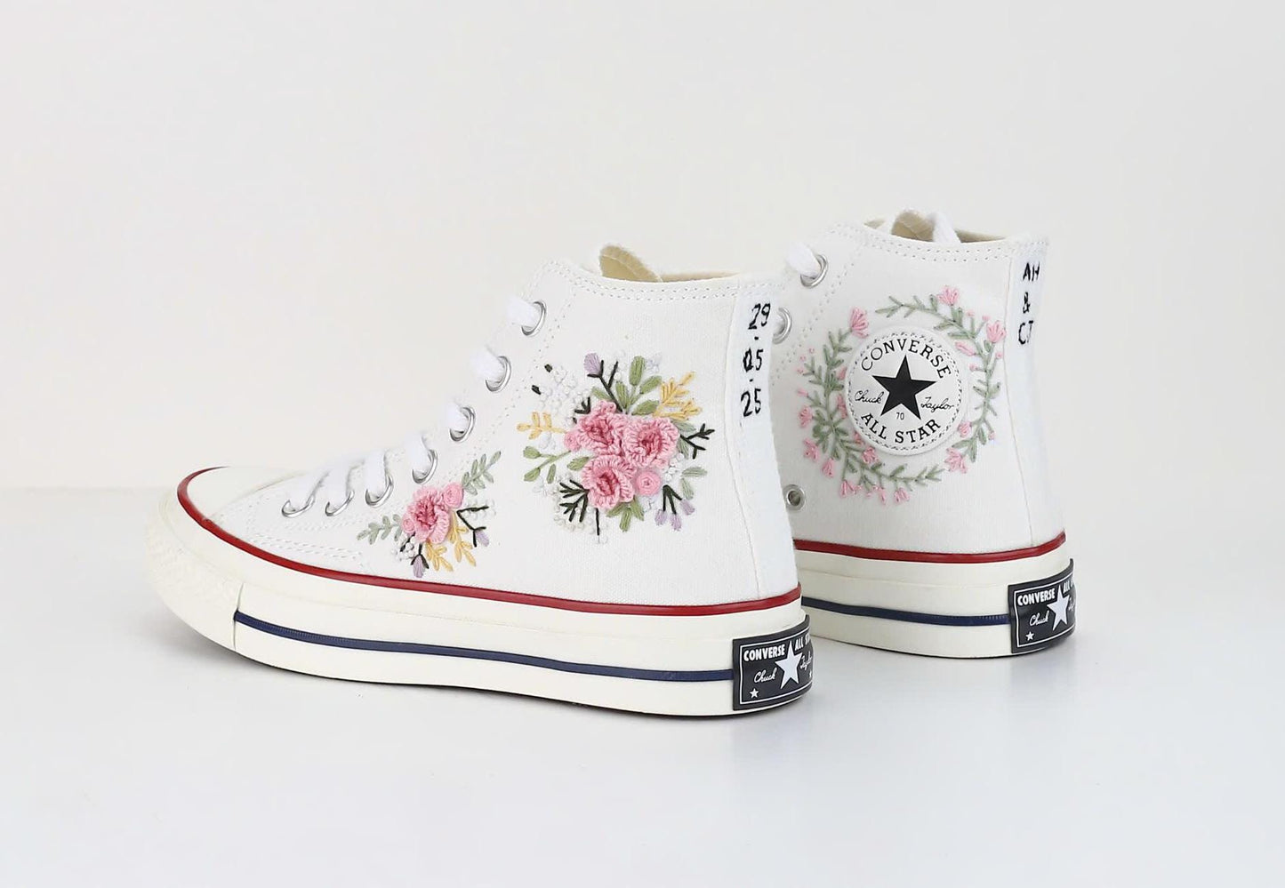 Floral Embroidered Wedding Shoes | Personalized Bridal Converse