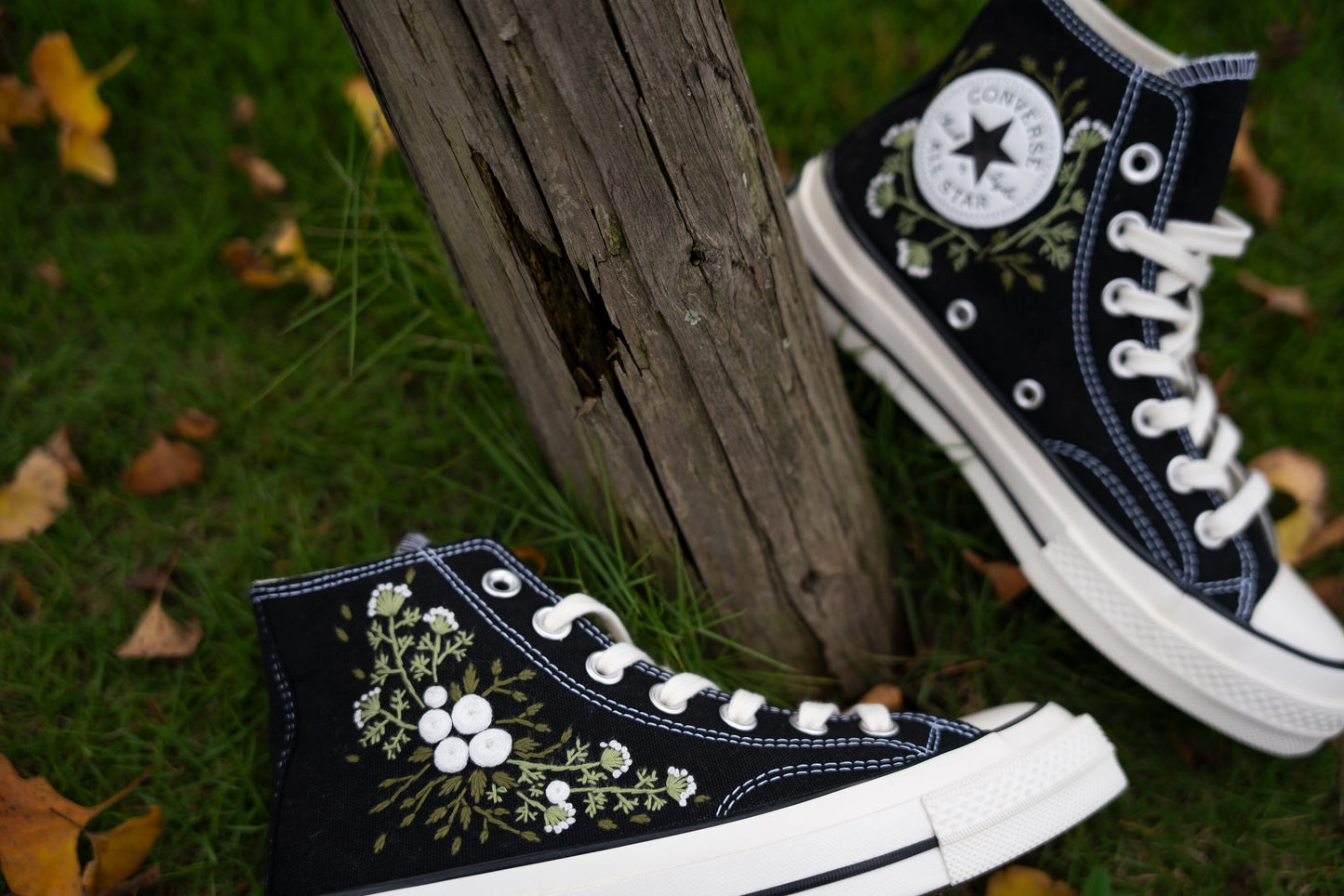 Custom Embroidered Wedding Sneakers | Bridal Floral Converse Shoes