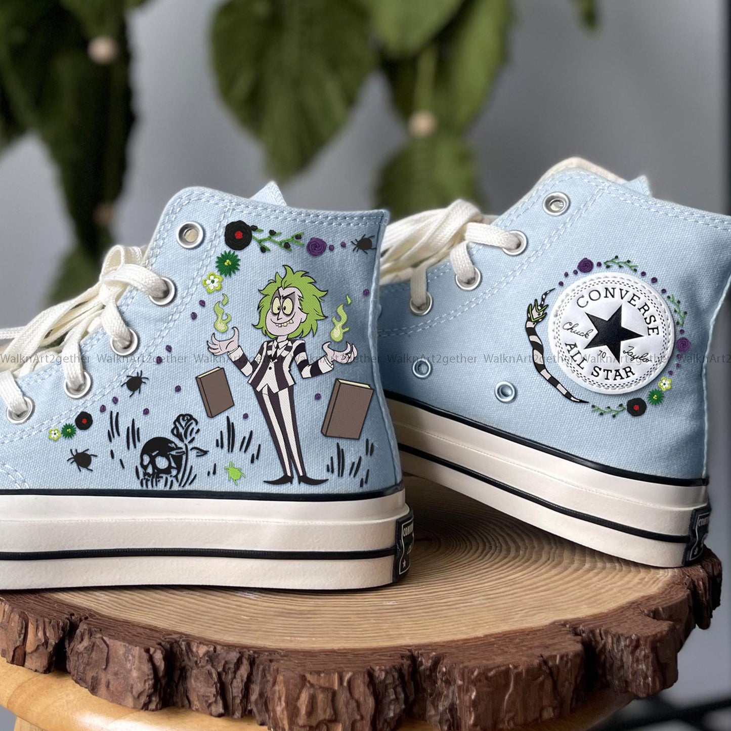 Adam & Barbara Embroidered Converse | Spooky Horror Halloween Chuck Taylor High Tops