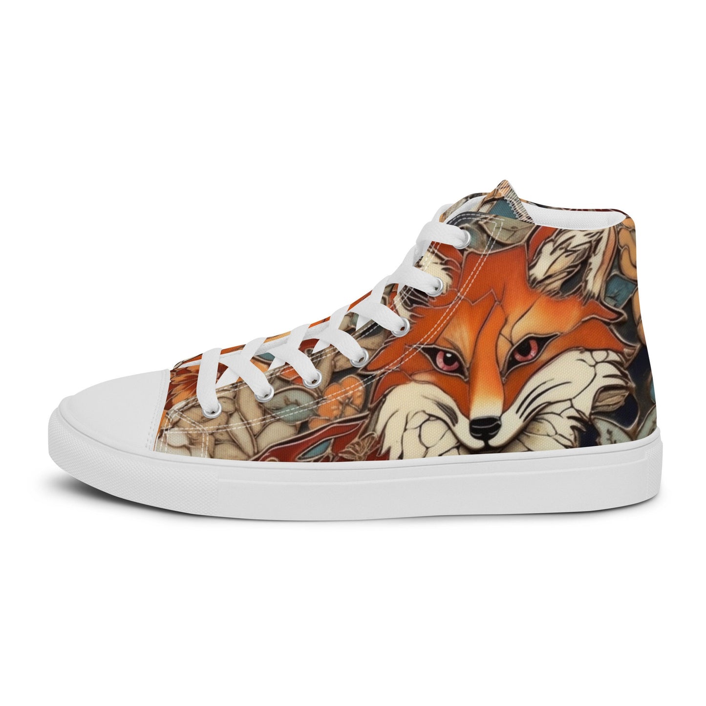 Stained Glass Fox High Top Canvas Shoes for Women | Artistic Animal Sneakers