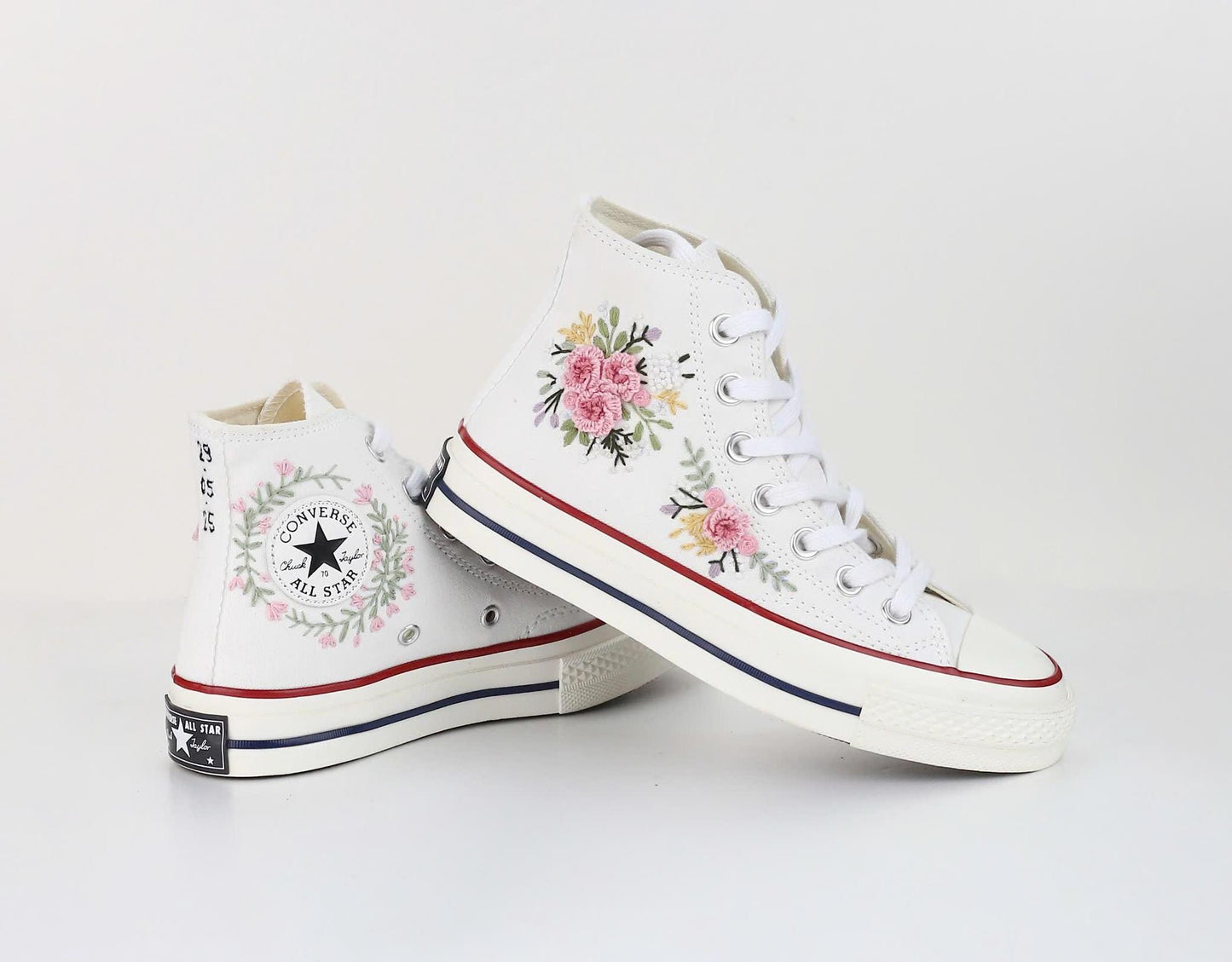 Floral Embroidered Wedding Shoes | Personalized Bridal Converse