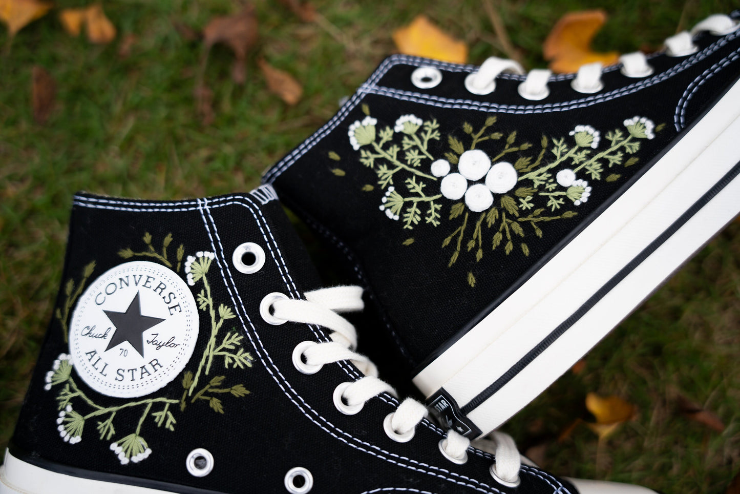Custom Embroidered Wedding Sneakers | Bridal Floral Converse Shoes
