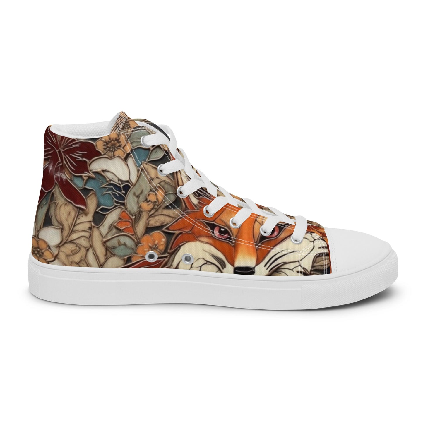 Stained Glass Fox High Top Canvas Shoes for Women | Artistic Animal Sneakers