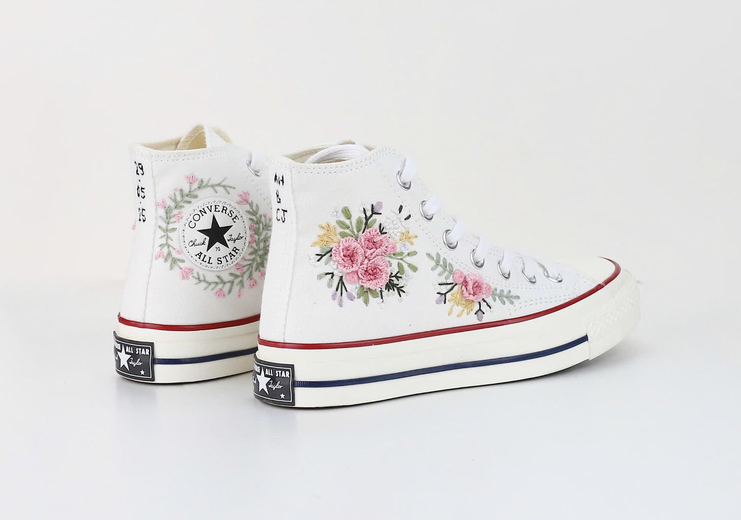 Floral Embroidered Wedding Shoes | Personalized Bridal Converse