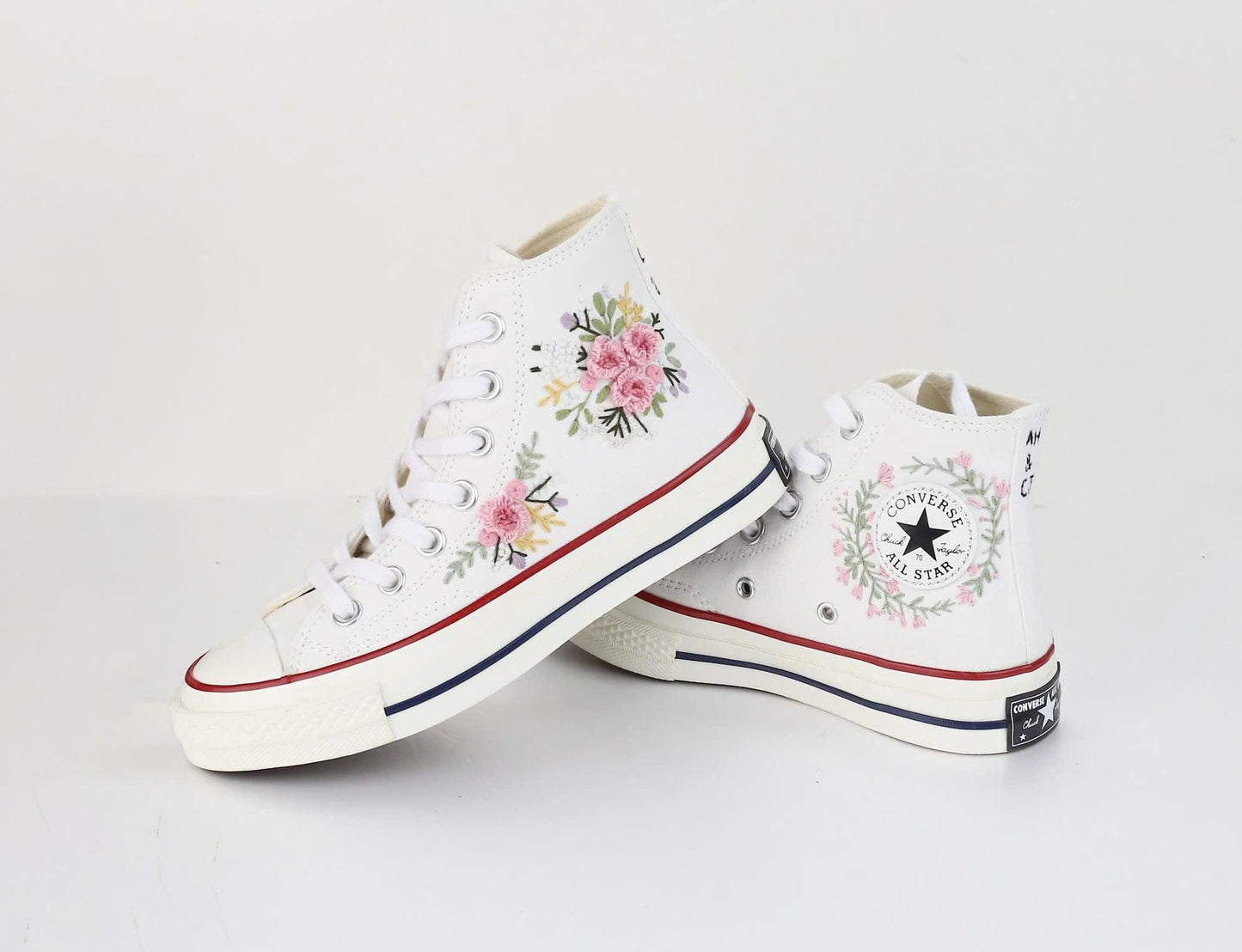 Floral Embroidered Wedding Shoes | Personalized Bridal Converse