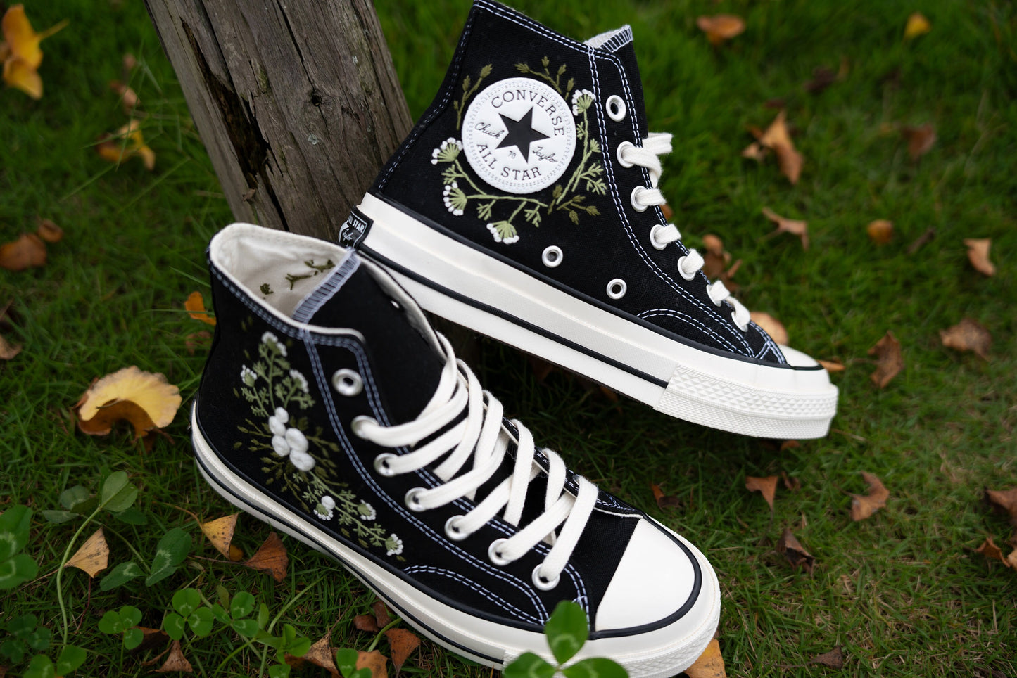 Custom Embroidered Wedding Sneakers | Bridal Floral Converse Shoes